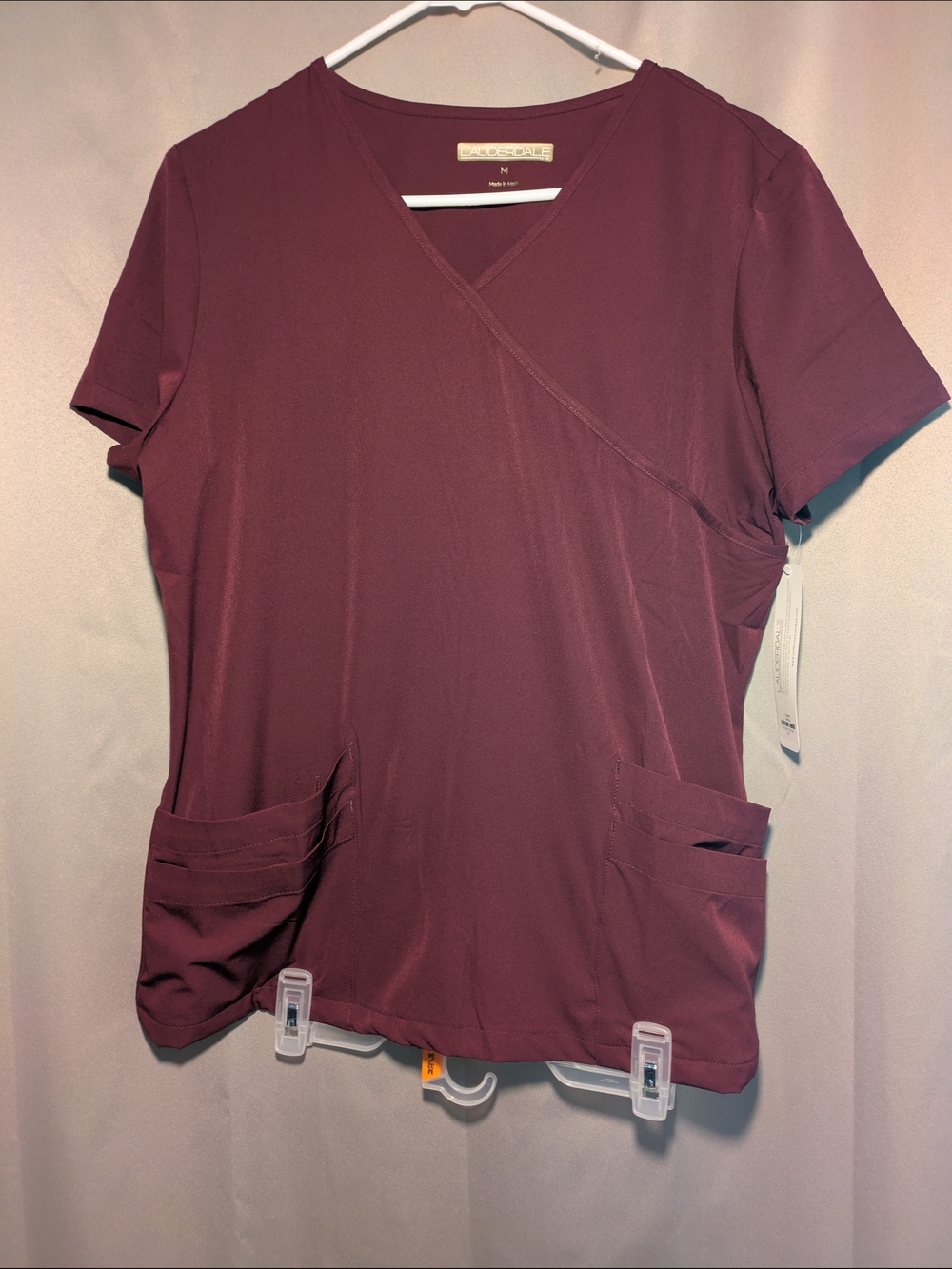 2pc Set! Lauderdale By Uniform Advantage V-Neck S/S Scrub Top And Pant in Wine